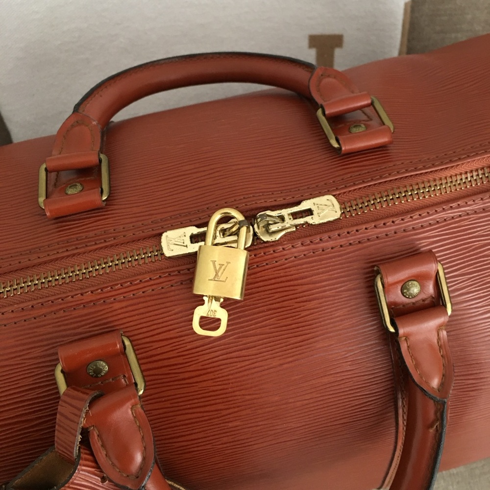 Authentic Louis Vuitton unisex Keepall 50 travel bag brown leather - Picture 15 of 16